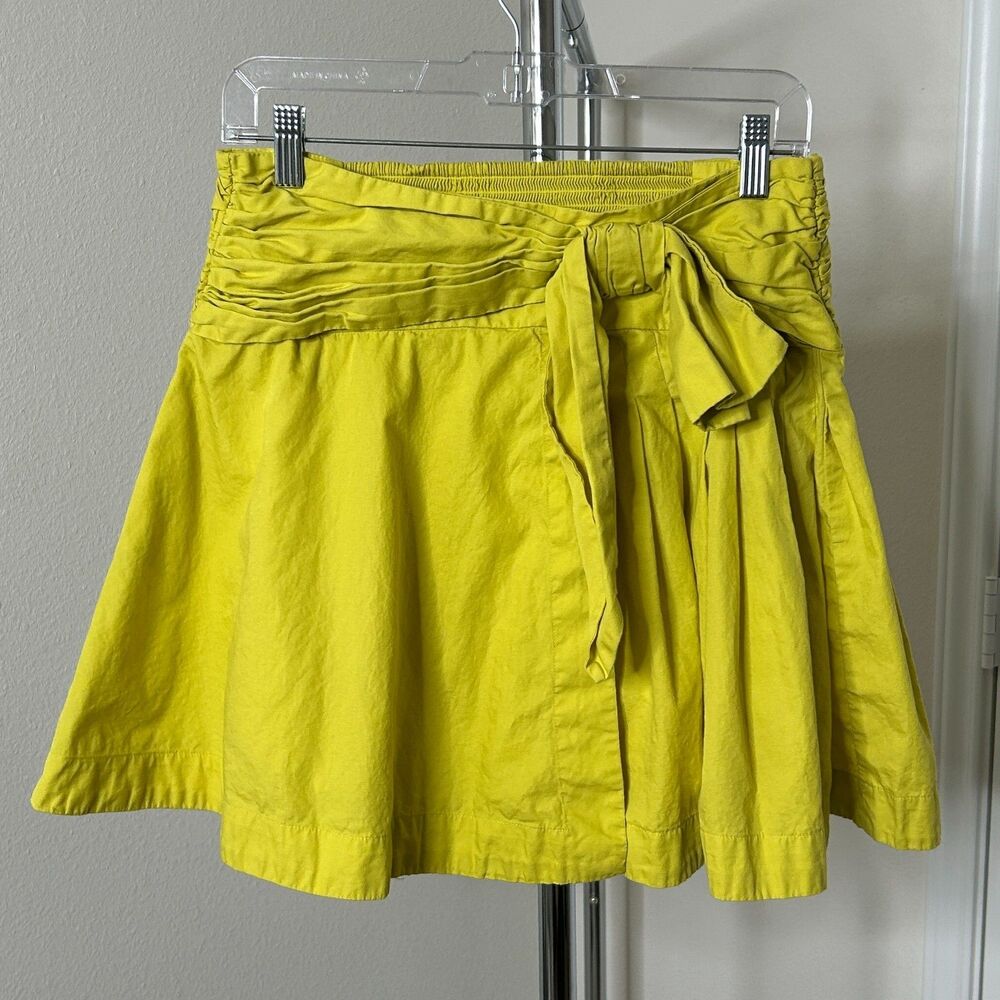 Maeve Anthropologie Womens Skirt Medium Chartreuse Green Bow Mini High Waisted